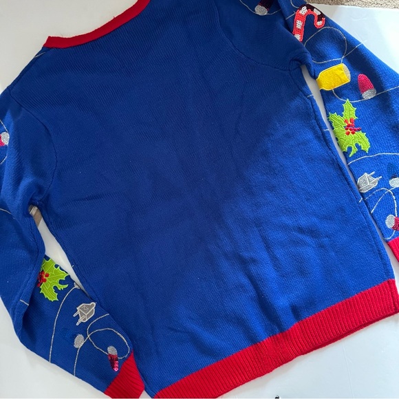 Jolly Sweaters Ugly Christmas Lights Bow Sweater Size Medium - Picture 9 of 11
